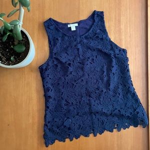 Navy lace detail tank